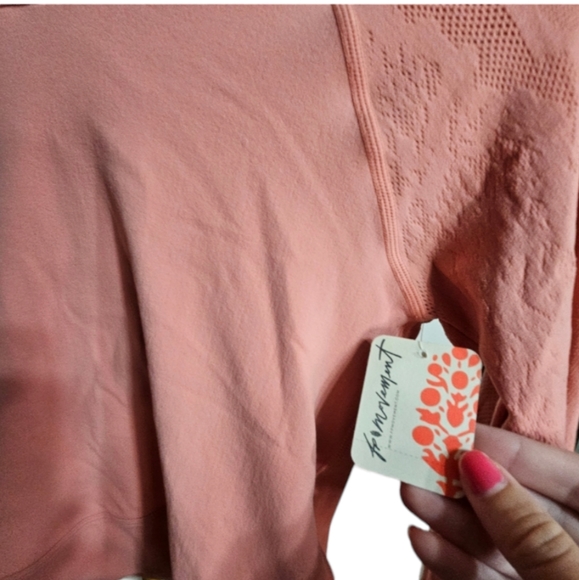 Free People Movement Lucky Layer Cutout Back Crop Hoodie in Crush Blush - Picture 12 of 13